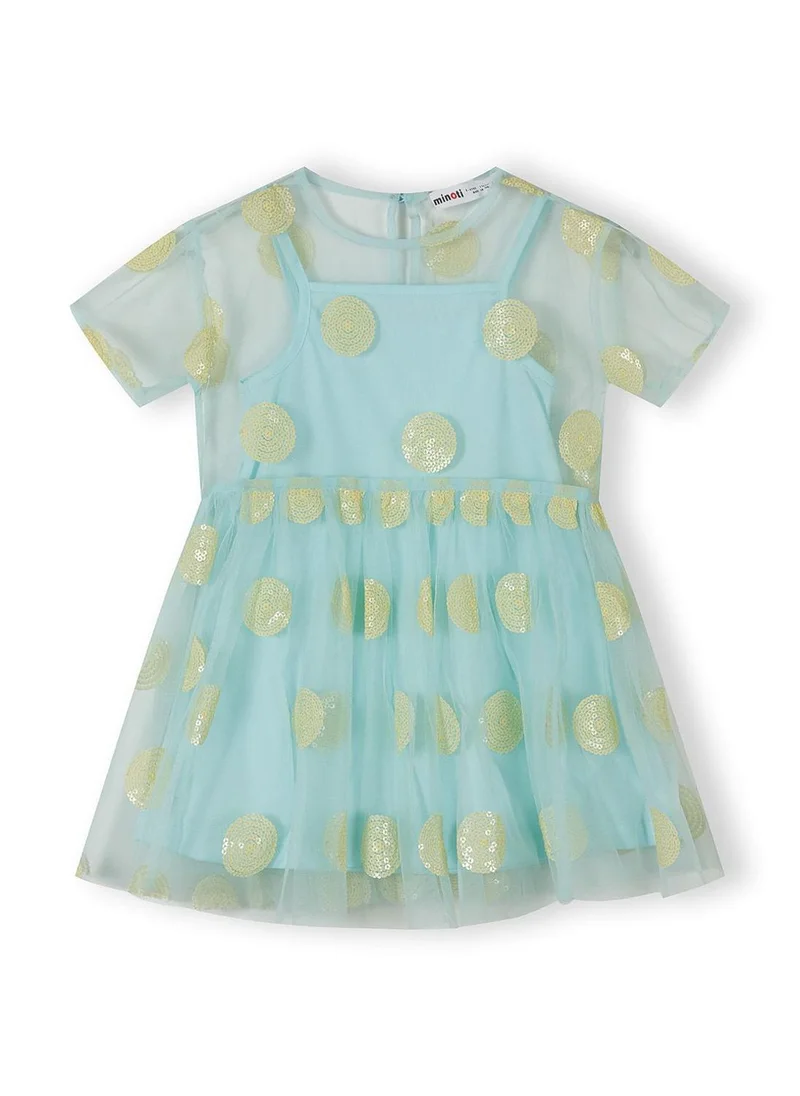MINOTI Girls tulle party dress turquoise 3-15 years